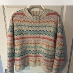 American Eagle Outfitters Cream Multicolor Sweater
